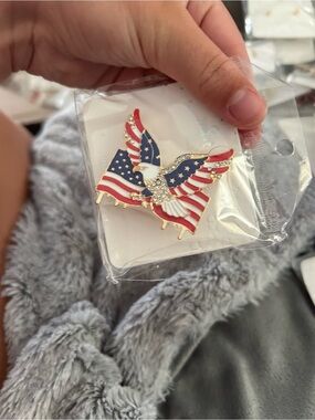 🔥$2 Patriotic Eagle Flag Pin - Red, White & Blue brooch